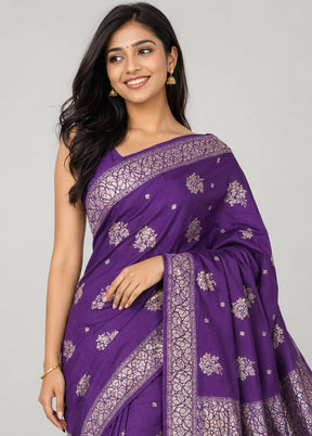 Purple Tissue Silk Saree With Blouse Piece