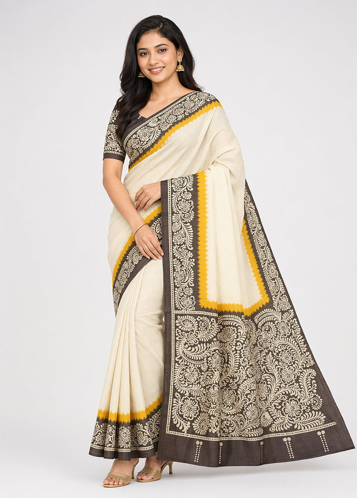 Multicolor Printed Pure Silk Saree Without Blouse Piece