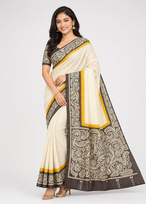 Multicolor Printed Pure Silk Saree Without Blouse Piece