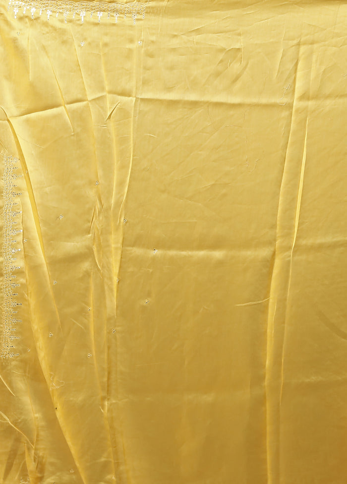 Yellow Handloom Pure Organza Saree With Blouse Piece