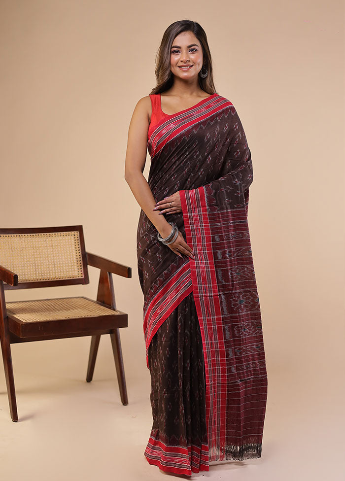 Brown Bomkai Silk Saree Without Blouse Piece