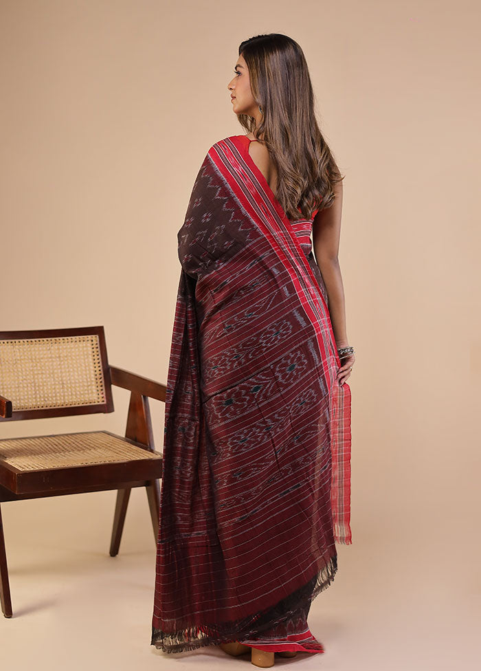 Brown Bomkai Silk Saree Without Blouse Piece