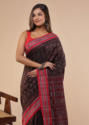 Brown Bomkai Silk Saree Without Blouse Piece