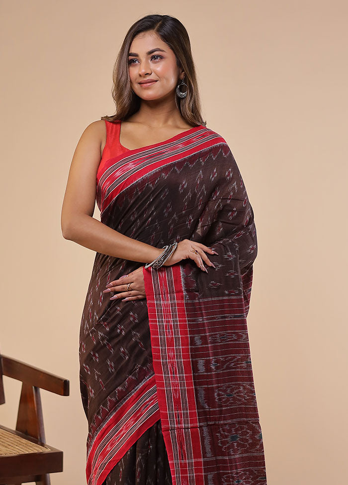 Brown Bomkai Silk Saree Without Blouse Piece