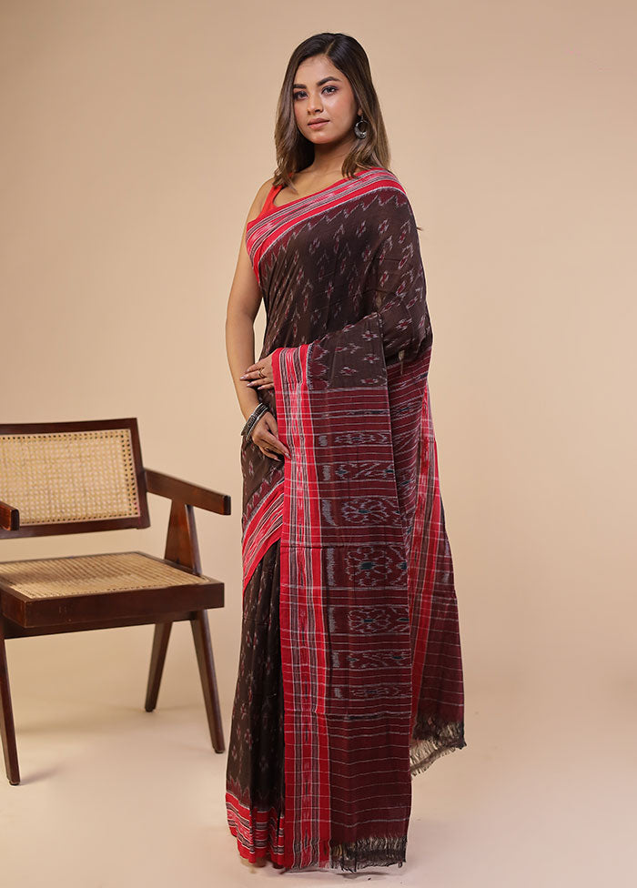 Brown Bomkai Silk Saree Without Blouse Piece