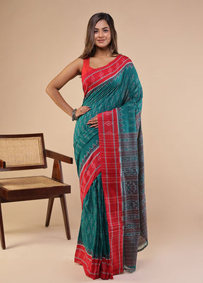 Green Bomkai Silk Saree Without Blouse Piece