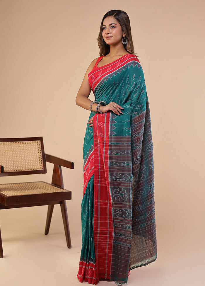 Green Bomkai Silk Saree Without Blouse Piece