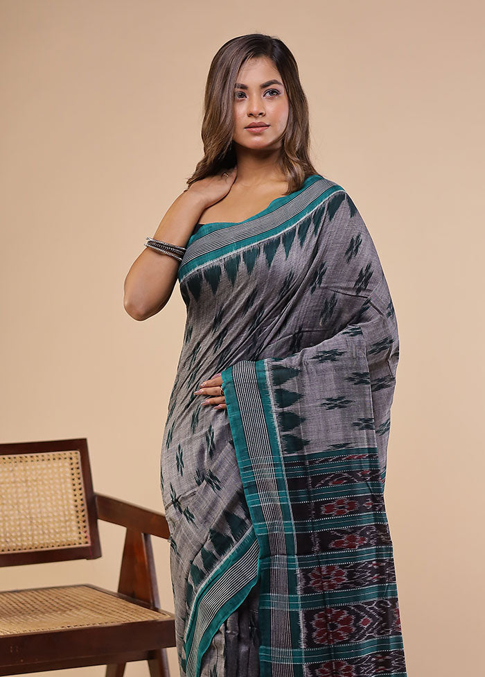 Grey Bomkai Silk Saree Without Blouse Piece