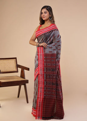 Grey Bomkai Silk Saree Without Blouse Piece