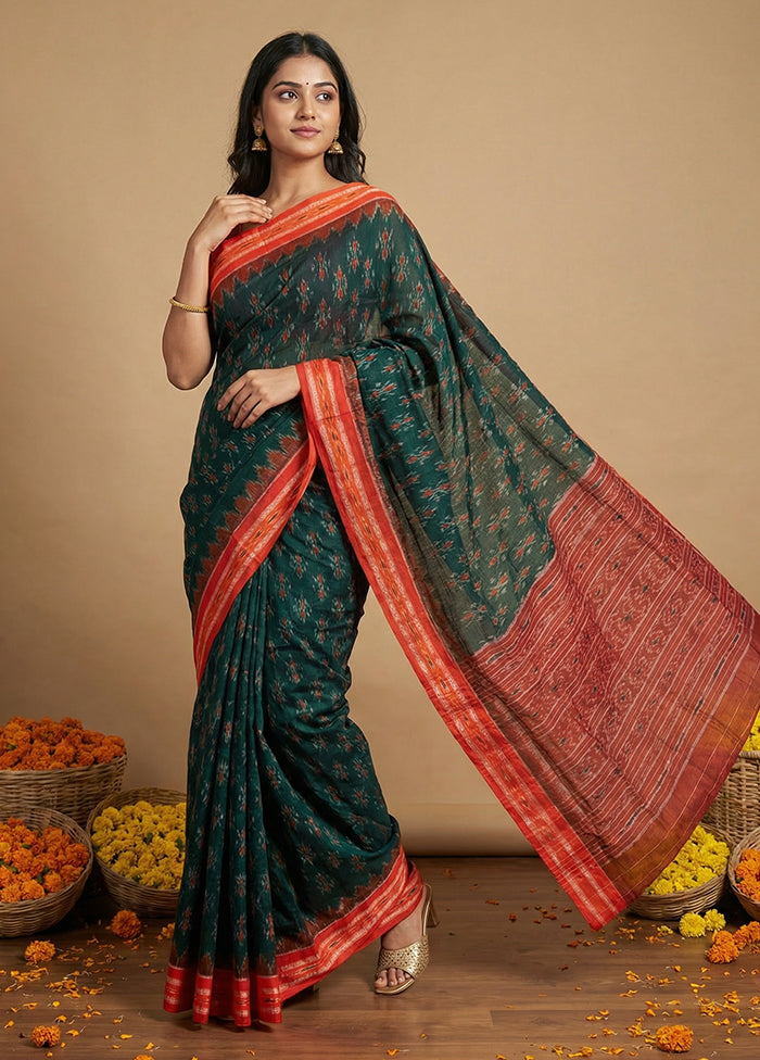 Green Bomkai Silk Saree Without Blouse Piece