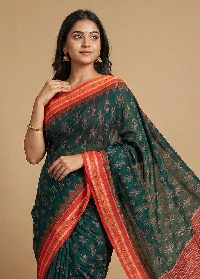 Green Bomkai Silk Saree Without Blouse Piece