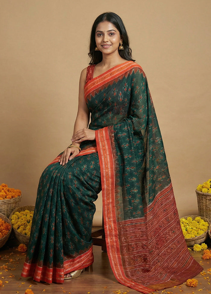 Green Bomkai Silk Saree Without Blouse Piece