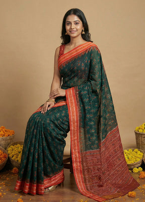 Green Bomkai Silk Saree Without Blouse Piece