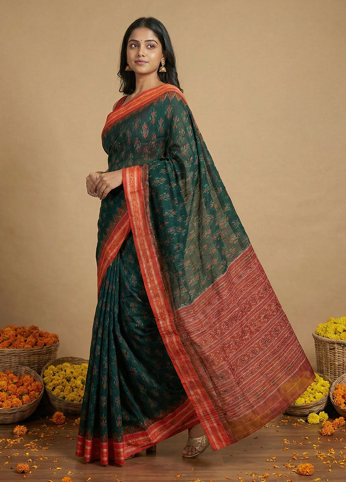 Green Bomkai Silk Saree Without Blouse Piece