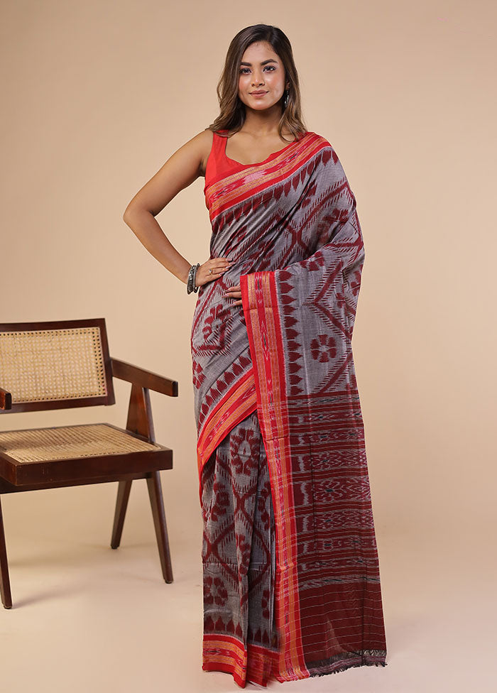 Grey Bomkai Silk Saree Without Blouse Piece