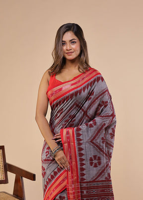 Grey Bomkai Silk Saree Without Blouse Piece