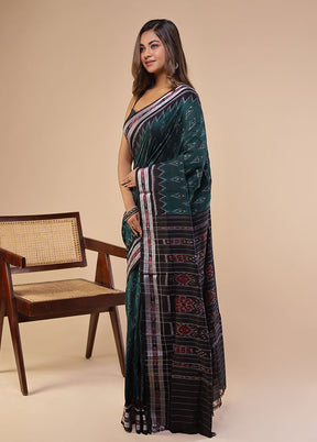 Green Bomkai Silk Saree Without Blouse Piece