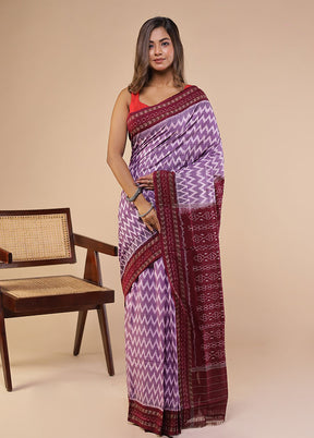 Purple Handloom Bomkai Pure Silk Saree With Blouse Piece