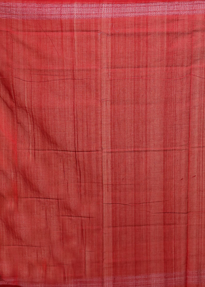 Maroon Handloom Bomkai Pure Silk Saree With Blouse Piece