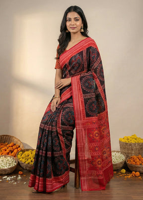 Brown Handloom Bomkai Pure Silk Saree With Blouse Piece