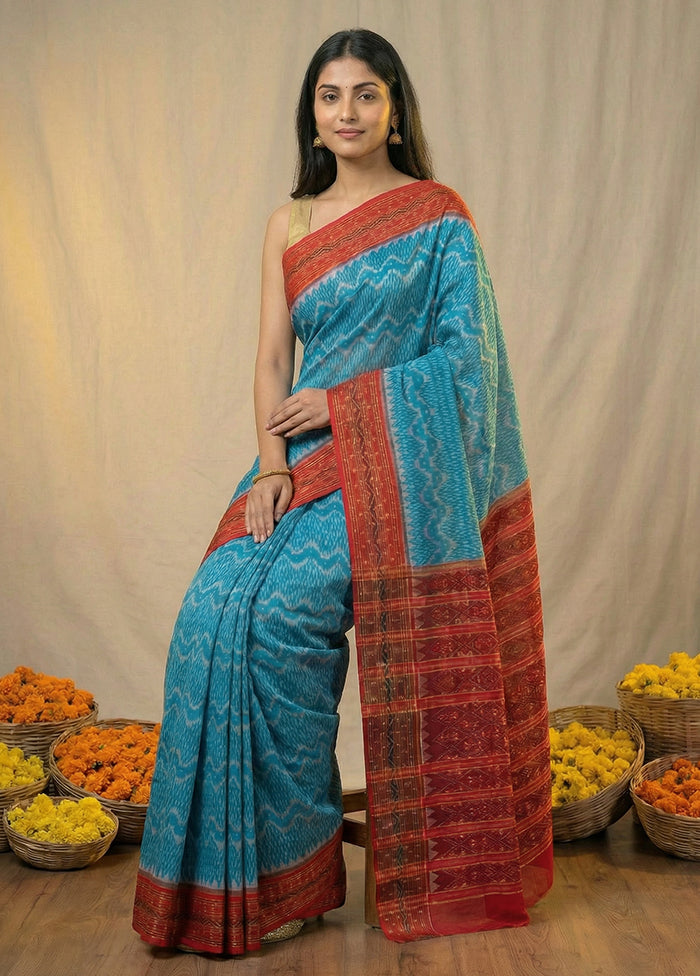 Green Handloom Bomkai Pure Silk Saree With Blouse Piece