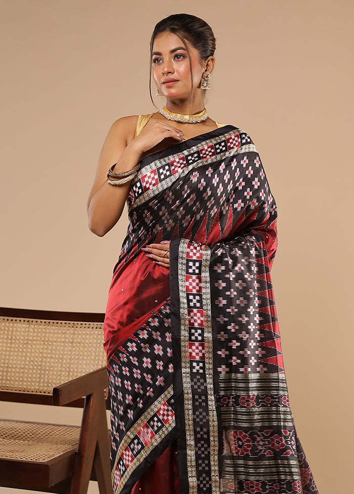 Red Handloom Bomkai Pure Silk Saree With Blouse Piece