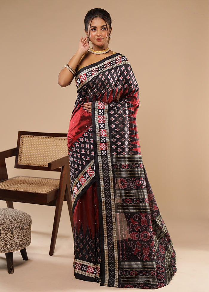 Red Handloom Bomkai Pure Silk Saree With Blouse Piece