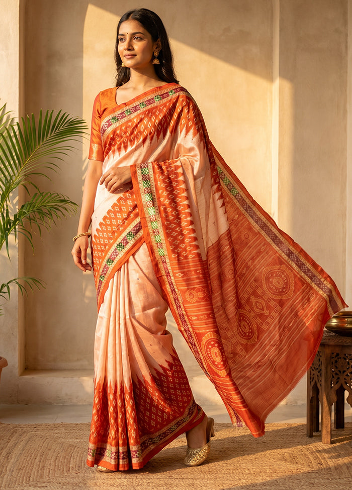 Pink Handloom Bomkai Pure Silk Saree With Blouse Piece