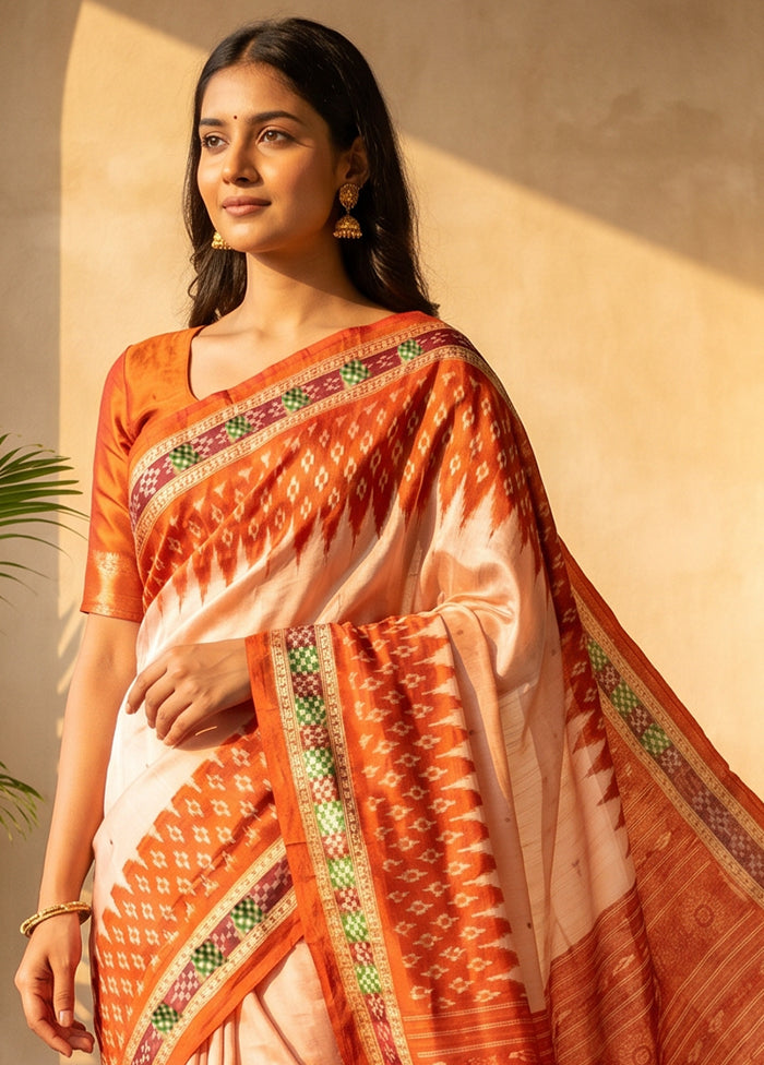 Pink Handloom Bomkai Pure Silk Saree With Blouse Piece