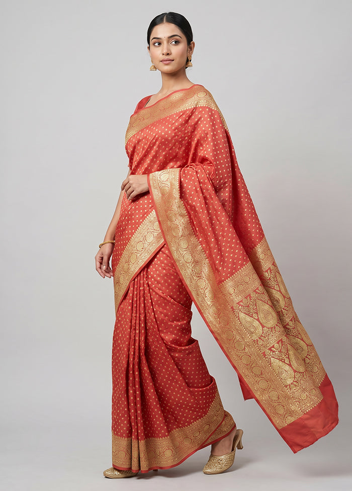 Pink Handloom Banarasi Pure Silk Saree With Blouse Piece
