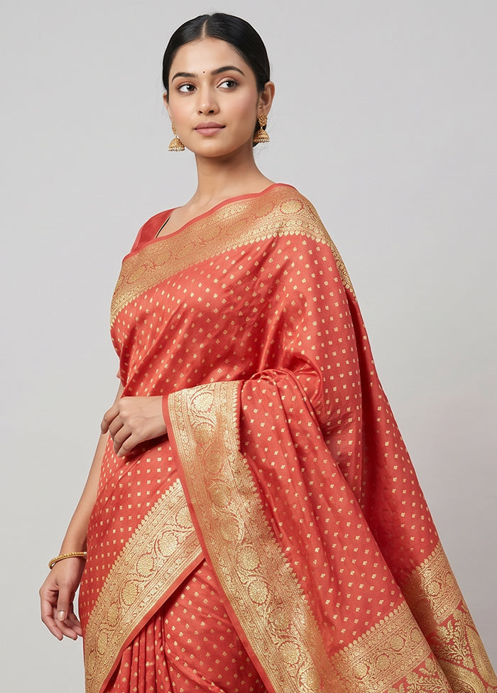 Pink Handloom Banarasi Pure Silk Saree With Blouse Piece