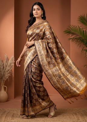 Yellow Tanchoi Silk Saree With Blouse Piece