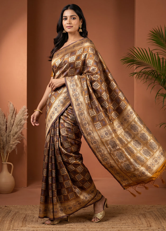 Yellow Tanchoi Silk Saree With Blouse Piece