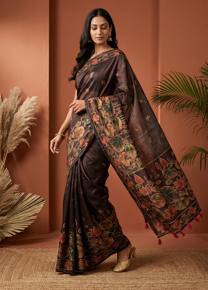 Multicolor Tussar Silk Saree With Blouse Piece