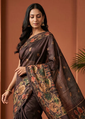 Multicolor Tussar Silk Saree With Blouse Piece