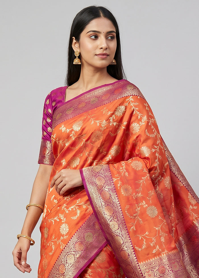 Pink Uppada Silk Saree With Blouse Piece