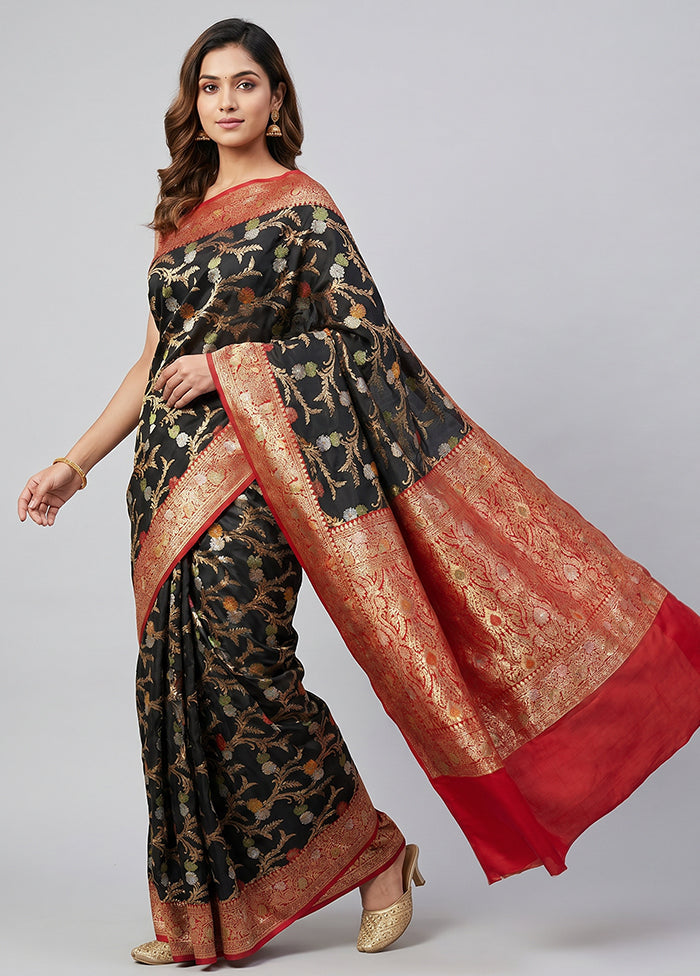 Black Uppada Silk Saree With Blouse Piece
