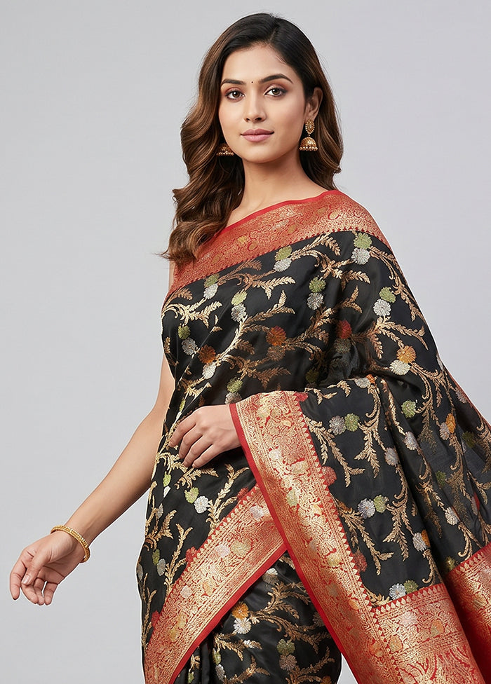 Black Uppada Silk Saree With Blouse Piece