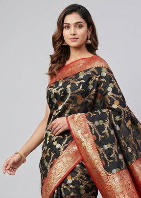 Black Uppada Silk Saree With Blouse Piece