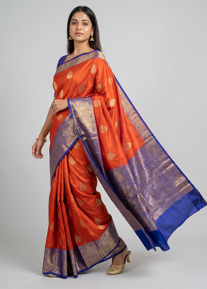 Red Handloom Katan Pure Silk Saree With Blouse Piece