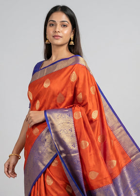 Red Handloom Katan Pure Silk Saree With Blouse Piece