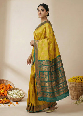 Green Baluchari Silk Saree With Blouse Piece