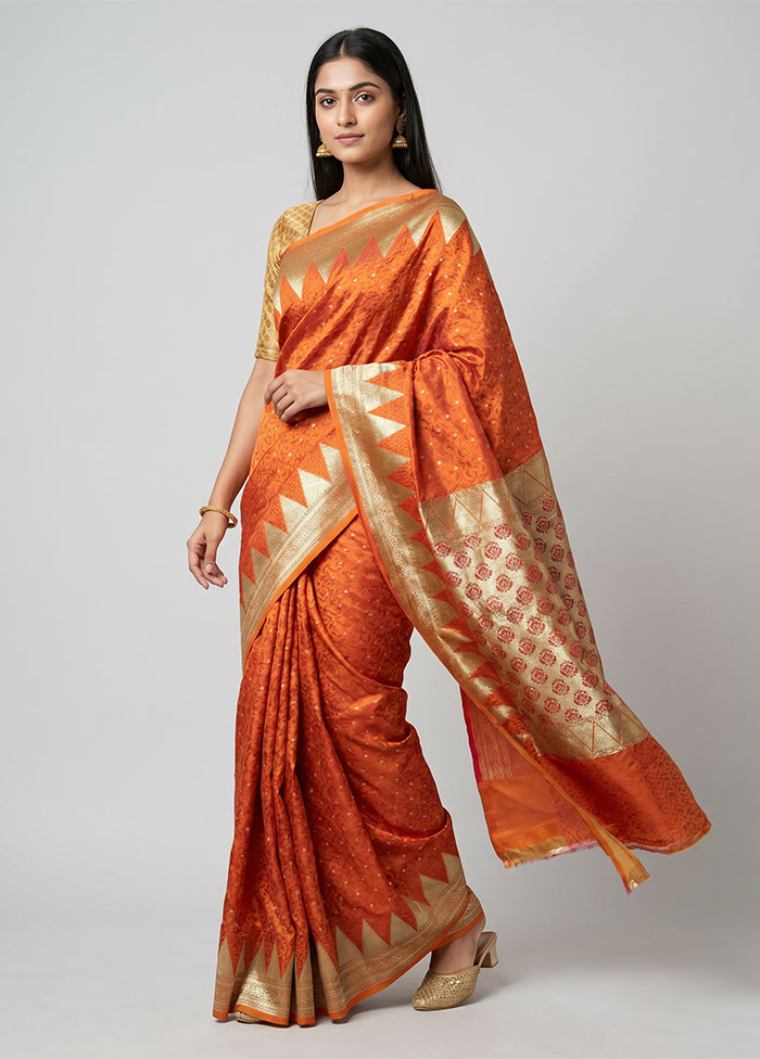 Yellow Tanchoi Silk Saree With Blouse Piece