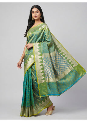 Green Tanchoi Silk Saree With Blouse Piece