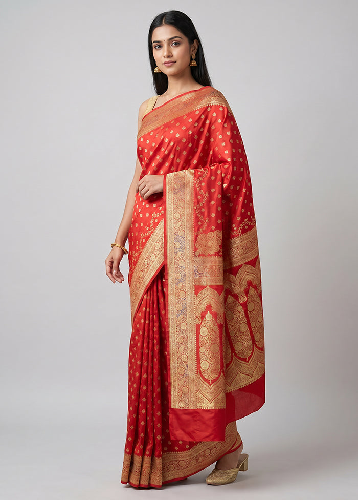 Pink Banarasi Silk Saree With Blouse Piece