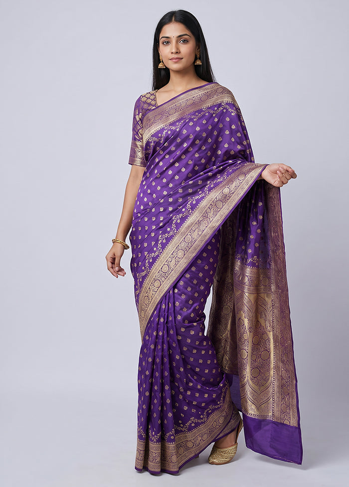 Blue Banarasi Silk Saree With Blouse Piece