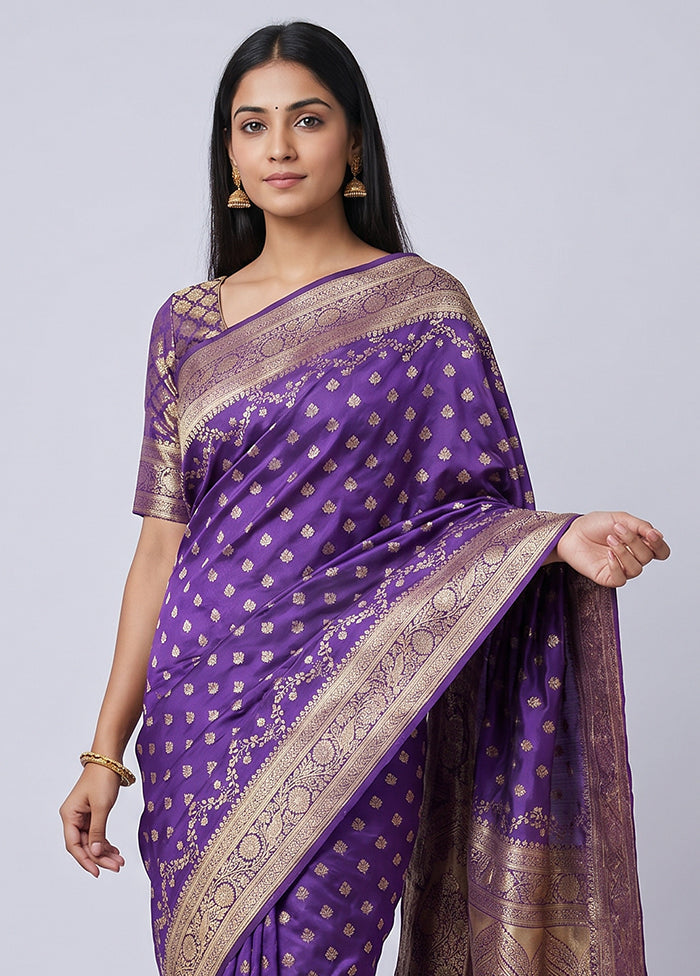 Blue Banarasi Silk Saree With Blouse Piece