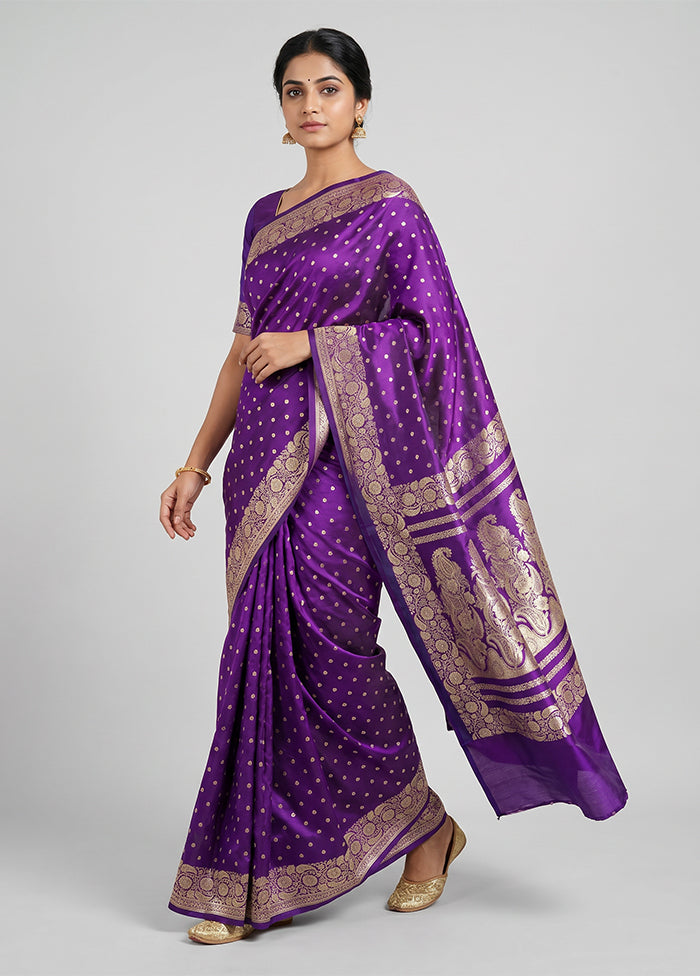 Blue Handloom Banarasi Pure Silk Saree With Blouse Piece