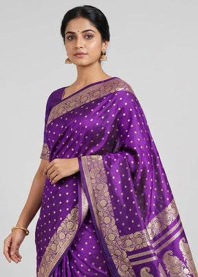 Blue Handloom Banarasi Pure Silk Saree With Blouse Piece