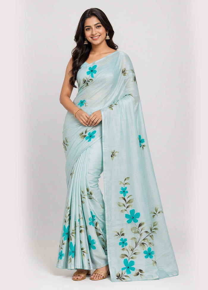 Green Organza Saree With Blouse Piece